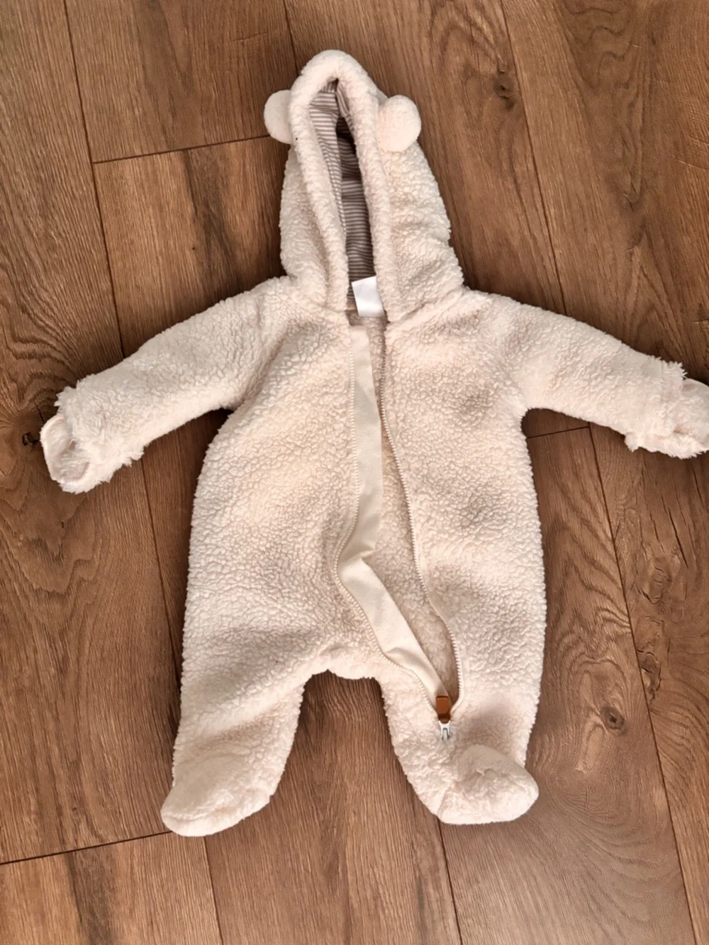 Carter's Cream Sherpa Footed One-Piece Romper - Picture 1 of 2